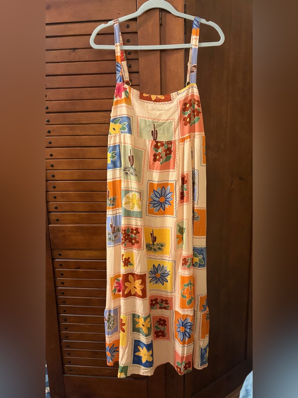Kindred Patchwork Floral Maxi Skirt Dress in Cream and Multicolor XL NWT